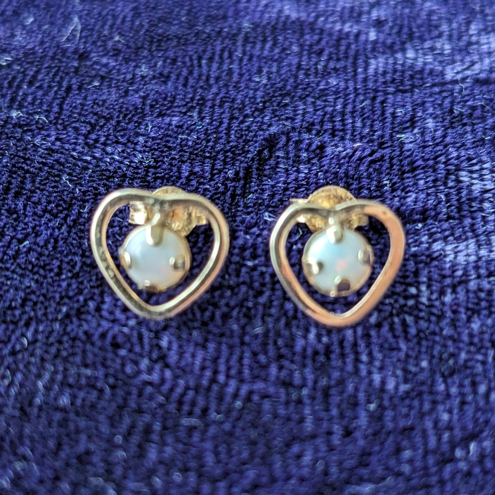 Solid 10K Gold Earrings With Natural Australian Opals